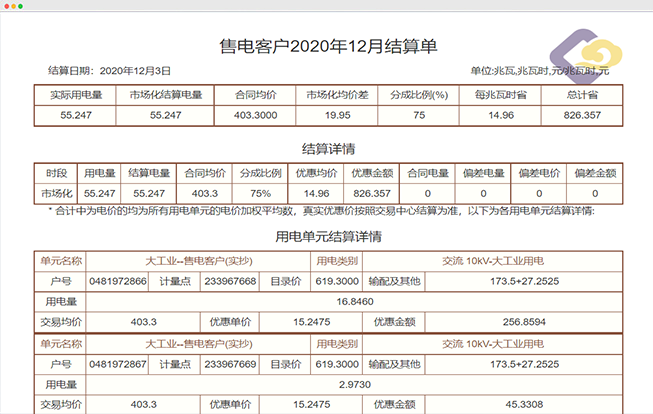 結算單生成