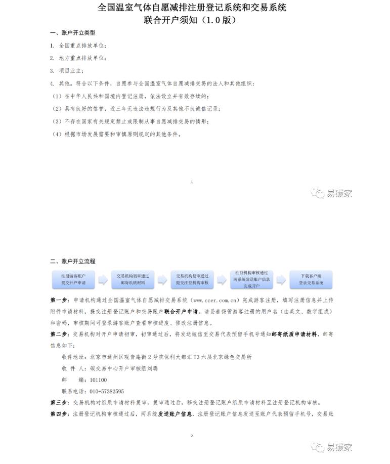重磅!全國CCER交易賬戶正式開放申請注冊(附開戶指引)